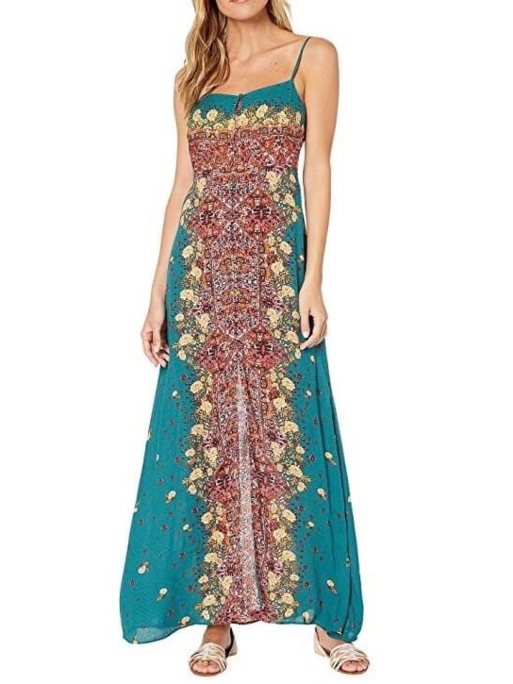 FREE PEOPLE - MORNING SONG MAXI DRESS - JADE COMBO Button Down Floral